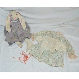 Handmade Primitive Muslin Floppy Ear Country Bunny Rabbit w/ clothing